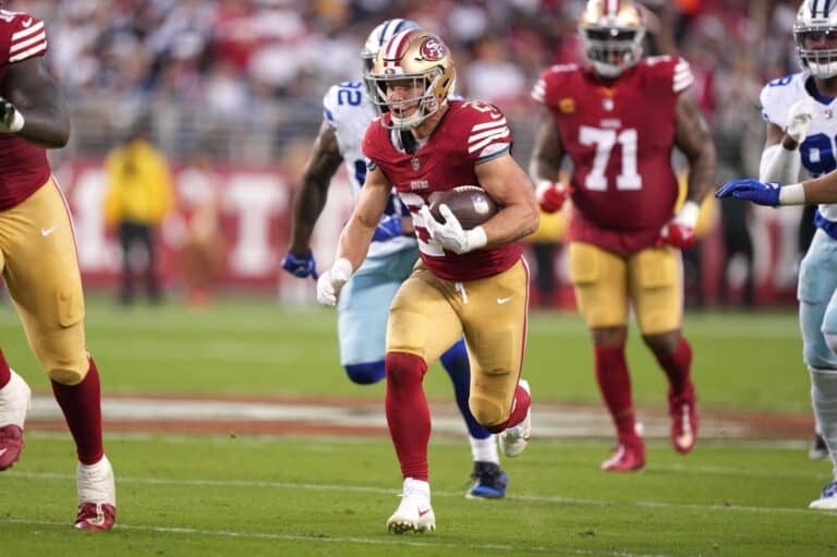 McCaffrey bypasses Gore's No. 21 to become SF 49ers' new No. 23